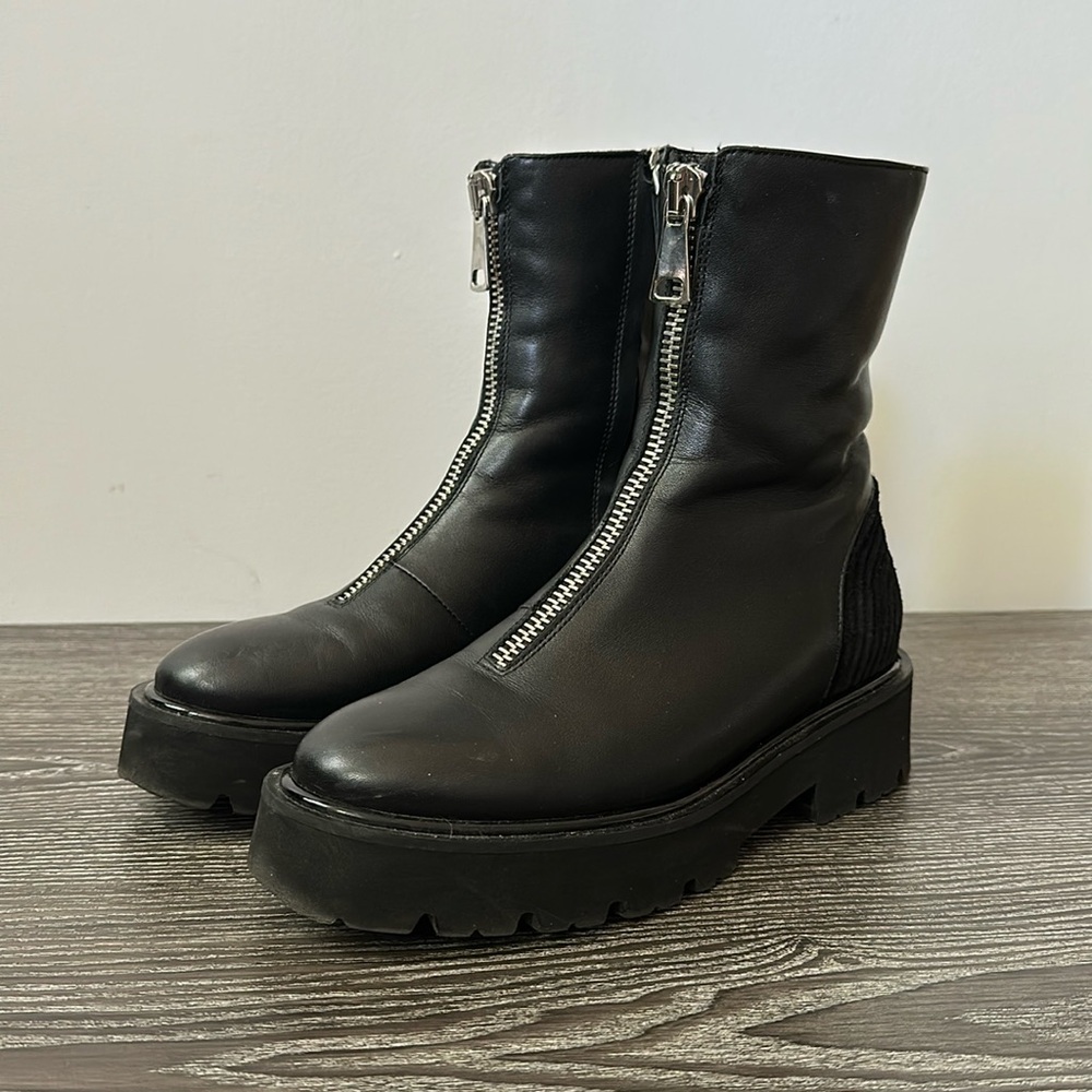 Deadstock Silver Zipper Black Combat boot | Aquatalia